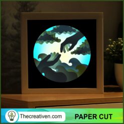 Reaching Shadow Box, Hand Paper Cut, 3D Box