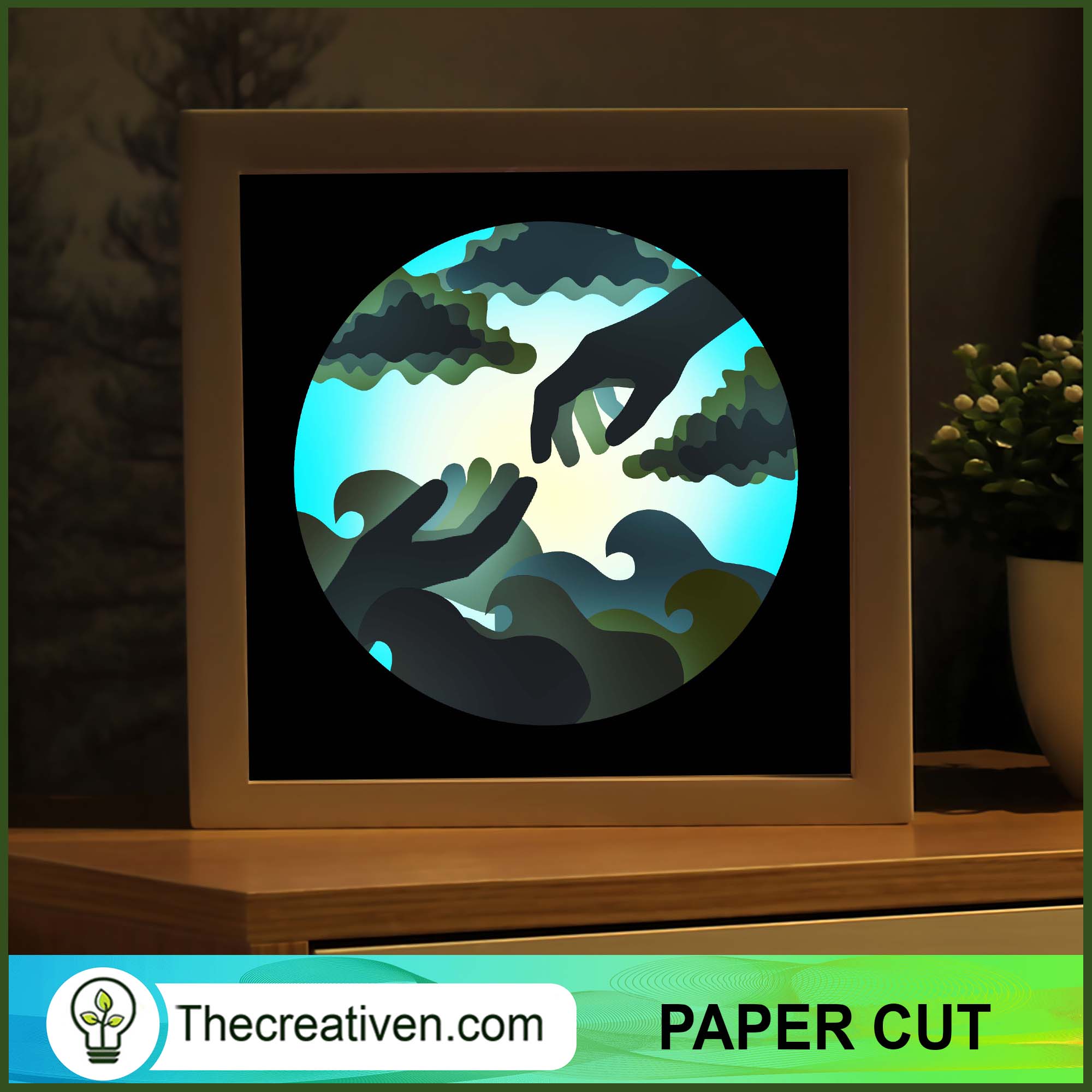 Reaching Shadow Box, Hand Paper Cut, 3D Box 1 Reaching Shadow Box, Hand Paper Cut, 3D Box