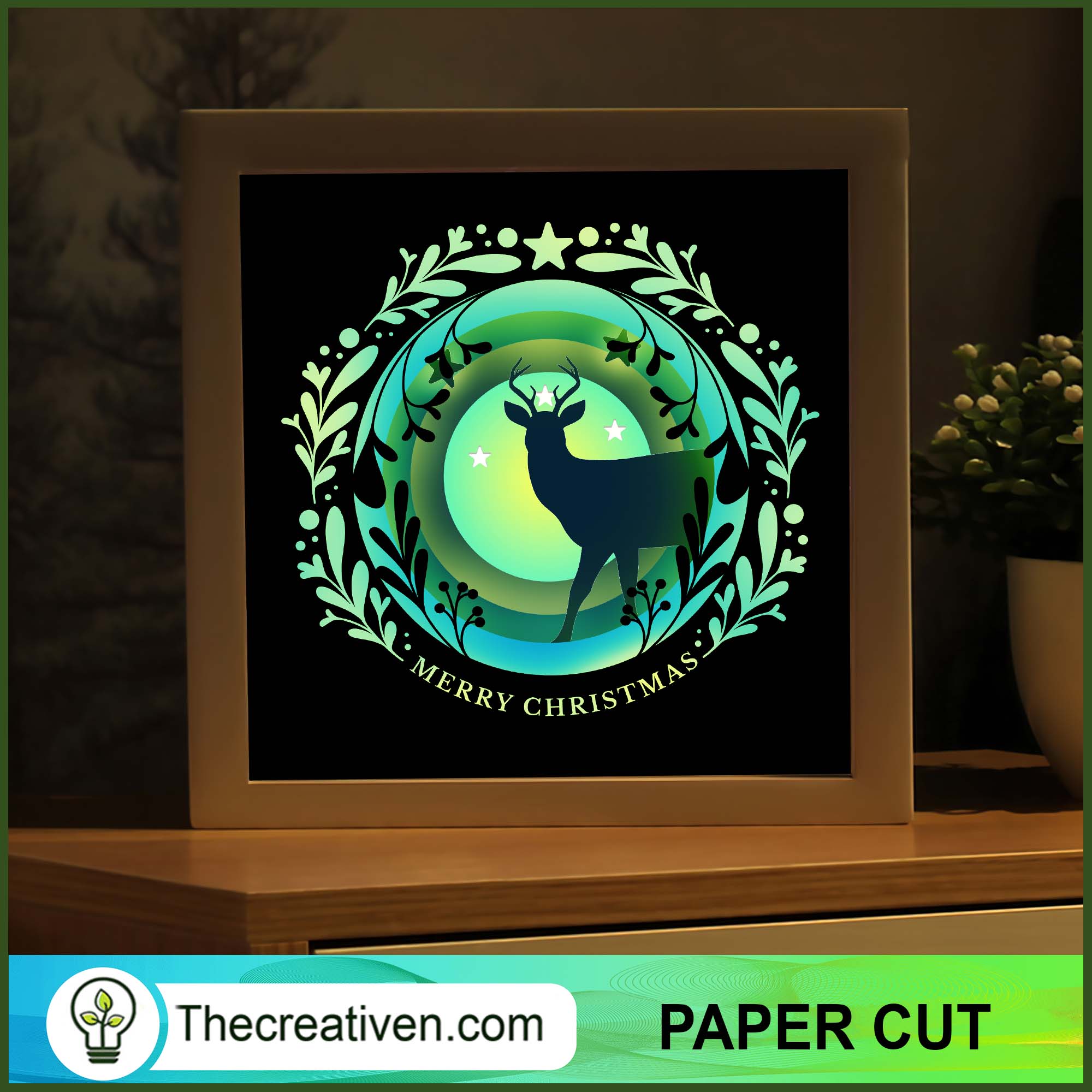 Deer Shadow Box, Deer Paper Cut, 3D Box 1 Deer Shadow Box, Deer Paper Cut, 3D Box