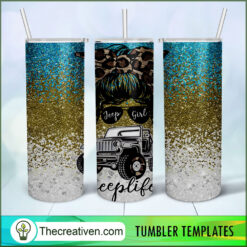 Glitter Jeep Girl Full Tumbler Wrap Tumbler Wrap – Dig Design 99013