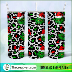 Grinch Leopard Print Full Tumbler Wrap Tumbler Wrap – Digital Download