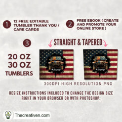 Alternative view of Jeep Life USA Flag Full Tumbler Wrap Tumbler Wrap – Digital Download