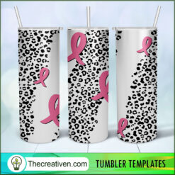 Cancer Ribbon And Leopard Prin Tumbler Wrap Download