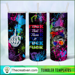 Skull Messy Bun Fuck Full Tumbler Wrap Tumbler Wrap – Digital Download