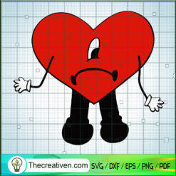 Bad Bunny Sad Heart SVG, Sad Emoji SVG, Heart SVG