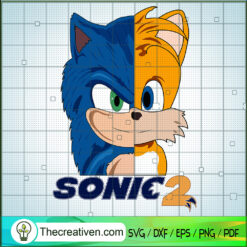Sonics 2 SVG, Sonic And Tails Half Face SVG, Movies Sonic SVG