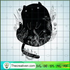 Cat SVG, Cute Cat SVG, Cat And Leaf SVG