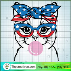 Patriotic Cat With Bandana SVG, Cat 4th Of July SVG, American Cat SVG