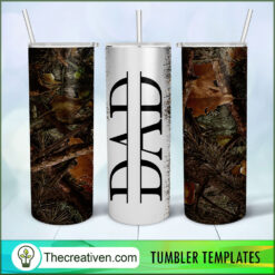 Camo Hunting Dad Full Tumbler Wrap Tumbler Wrap – Digital Download