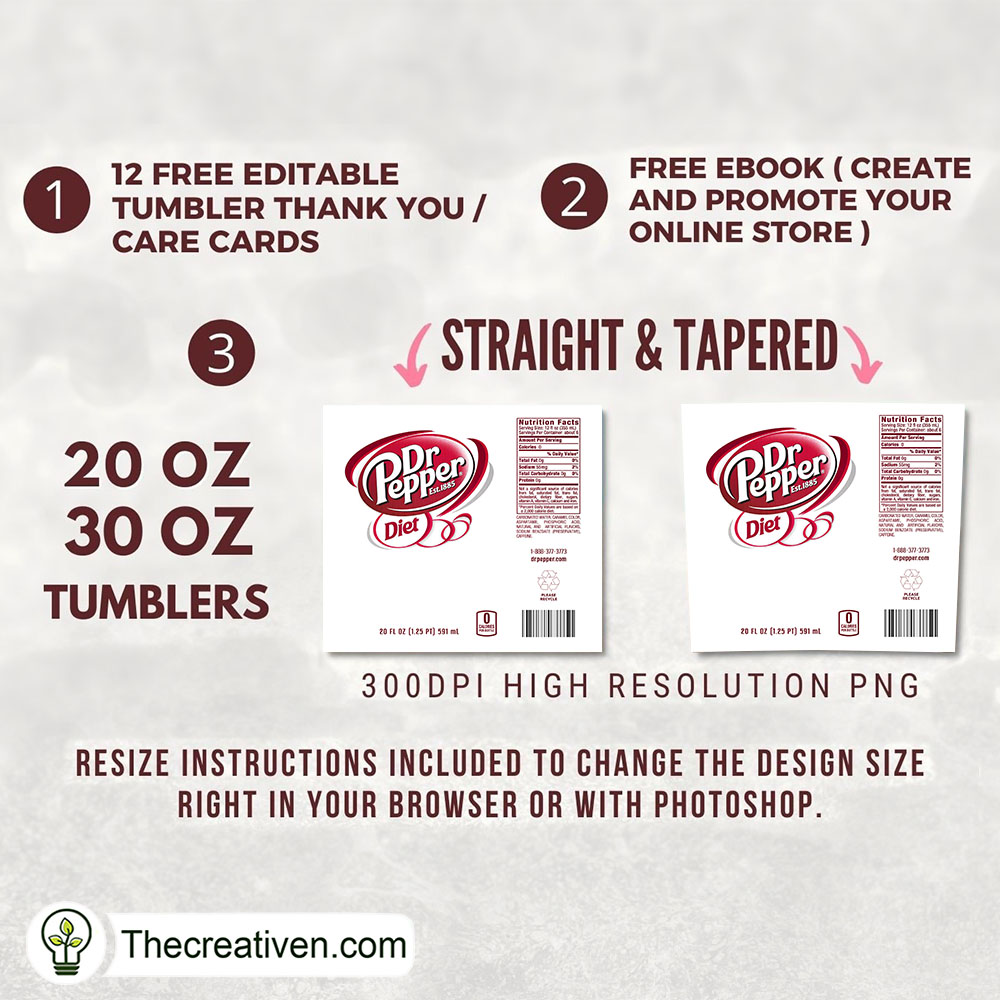 Dr Pepper Diet Full Tumbler Wrap Tumbler Wrap – Digital Download 2 Dr Pepper Diet Full Tumbler Wrap Tumbler Wrap – Digital Download - Image 2