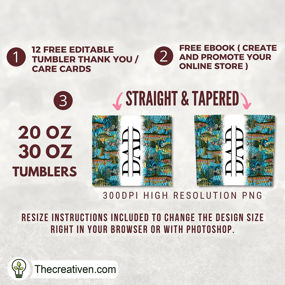 Fish Dad Full Tumbler Wrap Tumbler Wrap – Digital Download 2 Fish Dad Full Tumbler Wrap Tumbler Wrap – Digital Download - Image 2