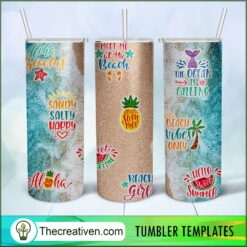 Hello Summer Full Tumbler Wrap Tumbler Wrap – Digital Download