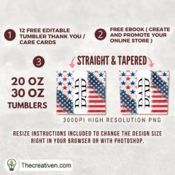 Alternative view of Flag Patroitic Dad Full Tumbler Wrap Tumbler Wrap – Digital Download