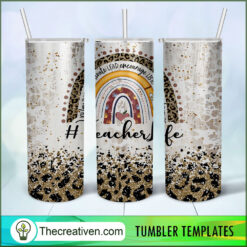 Rainbow Teacher Life Full Tumbler Wrap Tumbler Wrap – Digital Download