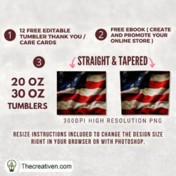 Alternative view of Vintage USA Flag Full Tumbler Wrap Tumbler Wrap – Digi Design 101852