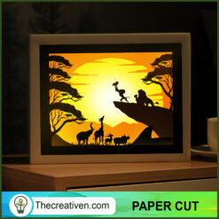 The Lion King Shadow Box, Disney Movies Paper Cut, 3D Cut Light Box