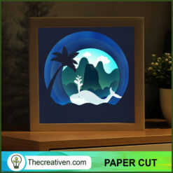 Summer Vacation Shadow Box, Dolphin Paper Cut, 3D Cut Light Box