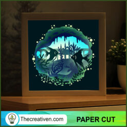 Ocean Fish Shadow Box, Ocean Paper Cut, 3D Cut Light Box