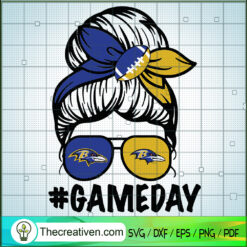 Messy Bun Baltimoore Ravens SVG, Messy Bun SVG, Game Day SVG