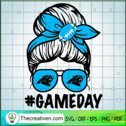 Messy Bun Carolina Panthers SVG, Sport Nfl SVG, Game Day SVG