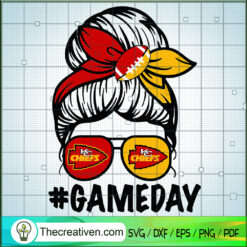 Messy Bun Kanas City Chiefs SVG, Sport Nfl SVG, Game Day SVG