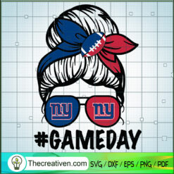 Messy Bun New York Giants SVG, Game Day SVG, Sport SVG