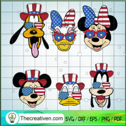 Disney 4th Of July Bundle Face SVG Cut File for Cricut & Silhouette