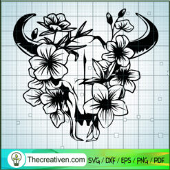Cow Skull Floral SVG, Cow Head SVG, Skull SVG