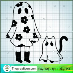 Ghost Cat Ghost Girl SVG, Funny Halloween SVG, Ghost SVG