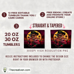 Alternative view of Freddy Krueger Full Tumbler Wrap Tumbler Wrap – Digital Download
