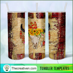 Cow Skull Floral Full Tumbler Wrap Tumbler Wrap – Digital Download