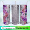 Silver Glitter With Flower Ful Tumbler Wrap Download