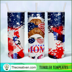 Patriotic Messy Bun Full Tumbler Wrap Tumbler Wrap – Digital Download