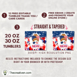Alternative view of Patriotic Messy Bun Full Tumbler Wrap Tumbler Wrap – Digital Download