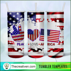 Peace Love America Full Tumbler Wrap Tumbler Wrap – Digital Download