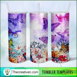 Butterfly With Flower Full Tum Tumbler Wrap Download