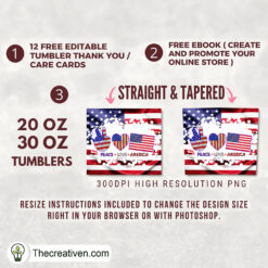 Alternative view of Peace Love America Full Tumbler Wrap Tumbler Wrap – Digital Download