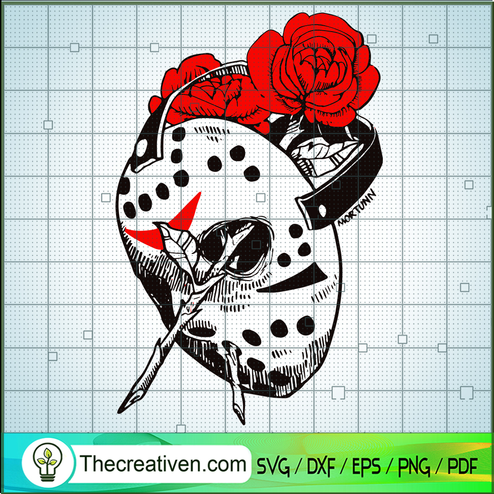 Jason Voorhees Mask And Flower SVG Cut File for Cricut & Silhouette 1 Jason Voorhees Mask And Flower SVG Cut File for Cricut & Silhouette