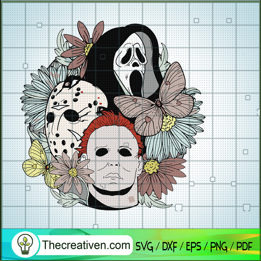 Floral Horror Face SVG Cut File for Cricut & Silhouette 1 Floral Horror Face SVG Cut File for Cricut & Silhouette