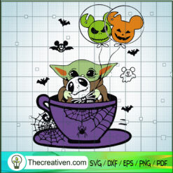 Baby Yoda Halloween In Mug SVG Cut File for Cricut & Silhouette