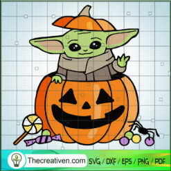 Baby Yoda Inside Pumpkin SVG Cut File for Cricut & Silhouette