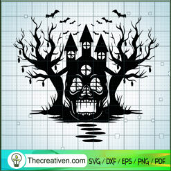 Halloween Skull Mansion SVG, Halloween Town SVG, Happy Halloween SVG