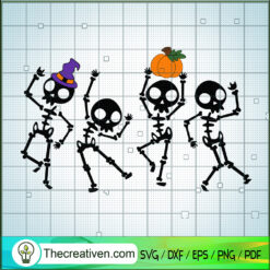 Skeleton Dancing Pumpkin SVG, Skeleton Witch SVG, Funny Halloween SVG