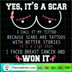 Yes, It's A Scar SVG, Breast Cancer Awareness SVG, Cancer Quotes SVG