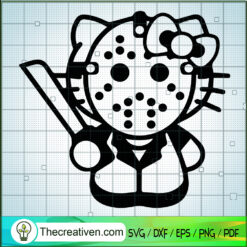 Hello Kitty Jason Voorhees SVG, Horror Kitty SVG, Halloween SVG