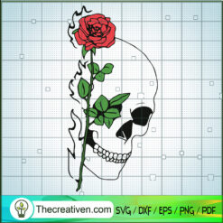 Skull With Rose SVG, Skull SVG, Floral Skull SVG