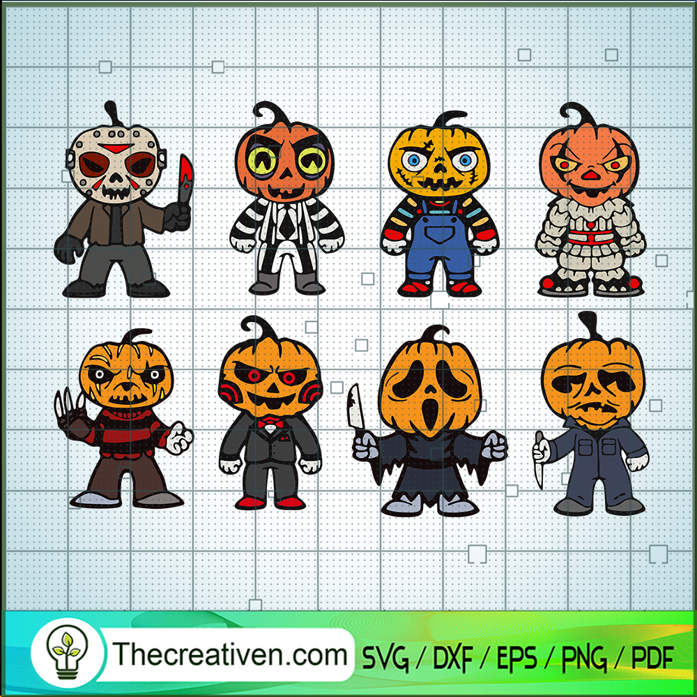 Chibi Horror Pumpkin Head SVG Cut File for Cricut & Silhouette 1 Chibi Horror Pumpkin Head SVG Cut File for Cricut & Silhouette