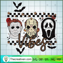 Horror Vibes SVG, Horror Characters Face SVG, Halloween Vibes SVG
