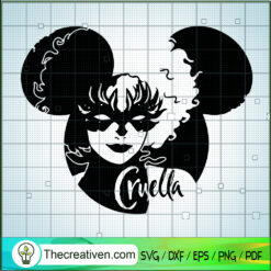 Cruella Mickey Ears SVG, Disney Movie SVG, Disney Halloween SVG
