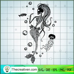 Mermaid Skeleton SVG, Skelemaid SVG, Happy Halloween SVG